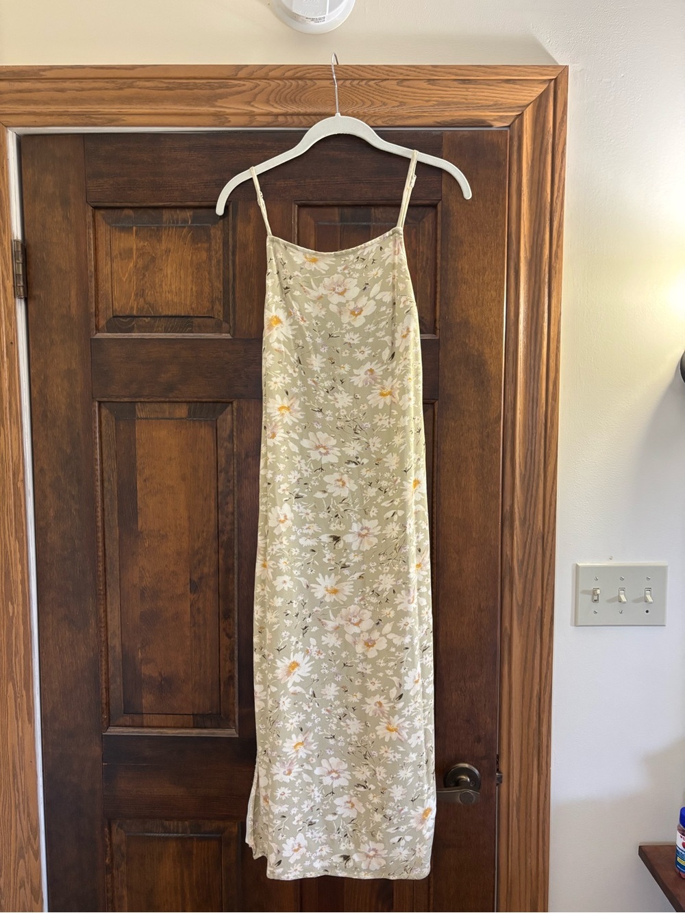 American Eagle Outfitters Sage Green Floral Midi Slip Dress